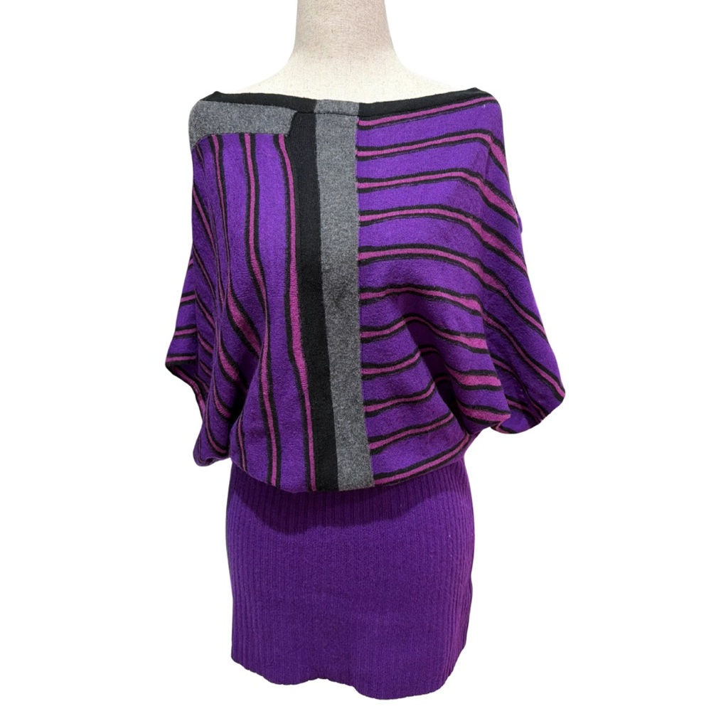 Y2K Custo Barcelona‎ Grey & Purple Striped Women's Sweater Dress EURO